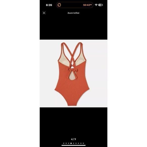 NWT TARGET KONA SOL Wide Ribbed Ring Medium Coverage One Piece Swimsuit Cinnamon - Picture 4 of 9